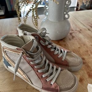 Fun shiny golden goose inspired high top sneakers